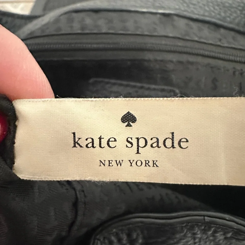 Kate Spade New‎ York Black Pebbled Leather Flap Drawstring Backpack